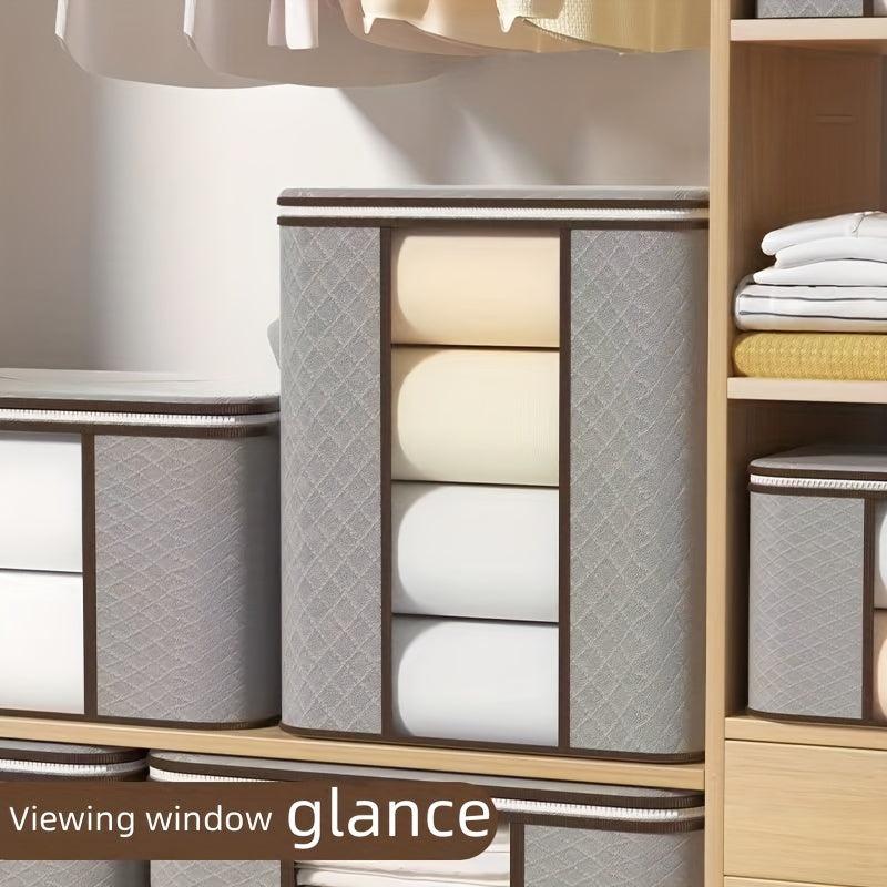 Large Clothes Organizer with Handles and Clear Window Storage Bin Containers