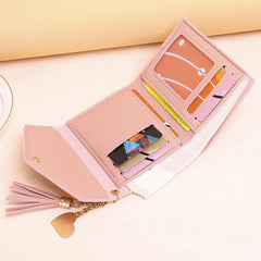Women's Mini Wallet with Tassel Pendant, Multifunctional Coin Purse Card Bag