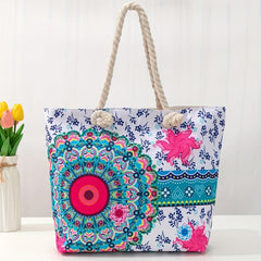 Floral Printed Boho Tote Bag Oversized Canvas Bag For Women