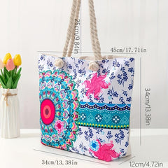 Floral Printed Boho Tote Bag Oversized Canvas Bag For Women