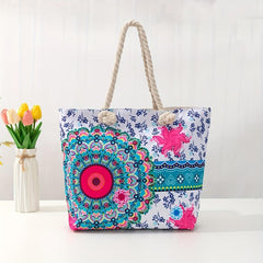 Floral Printed Boho Tote Bag Oversized Canvas Bag For Women