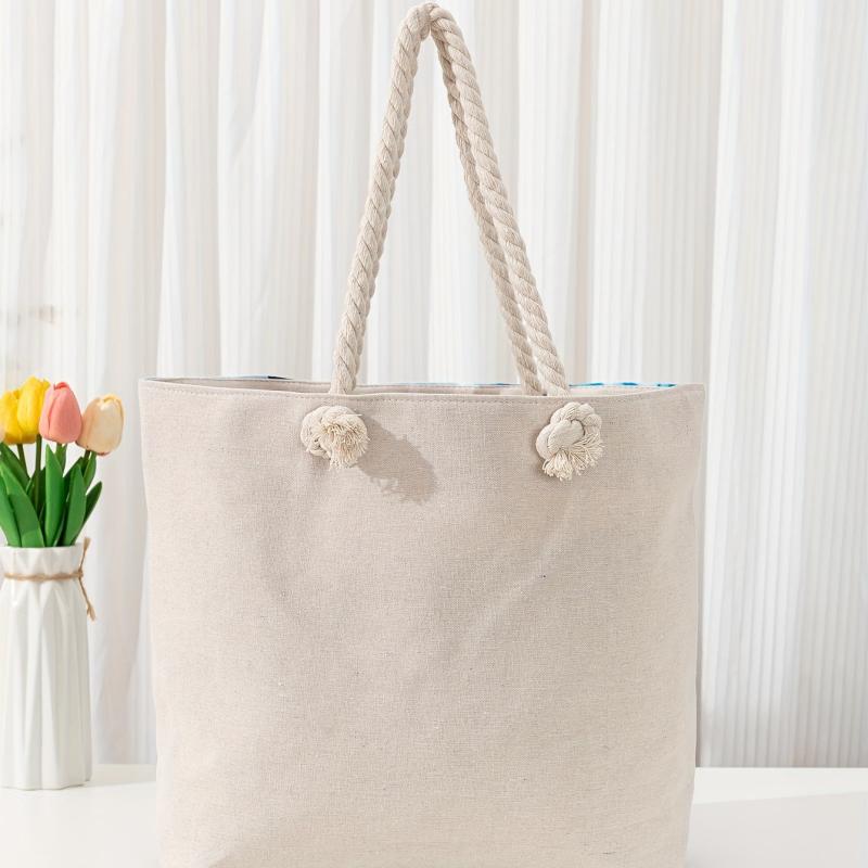 Beach Pattern Oversized Shoulder Bag Canvas Tote Bag