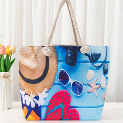 Beach Pattern Oversized Shoulder Bag Canvas Tote Bag