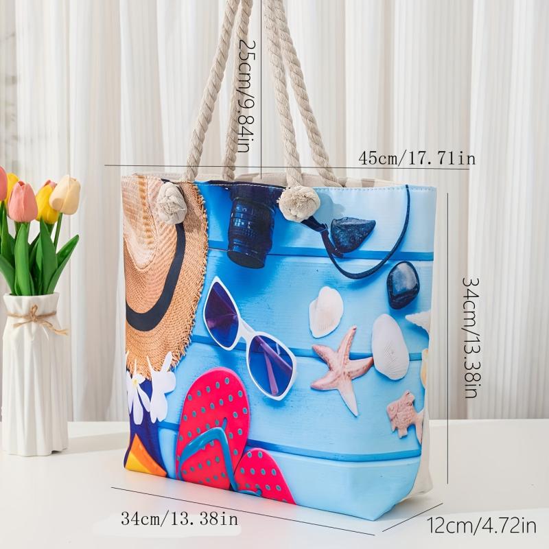 Beach Pattern Oversized Shoulder Bag Canvas Tote Bag