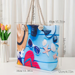 Beach Pattern Oversized Shoulder Bag Canvas Tote Bag