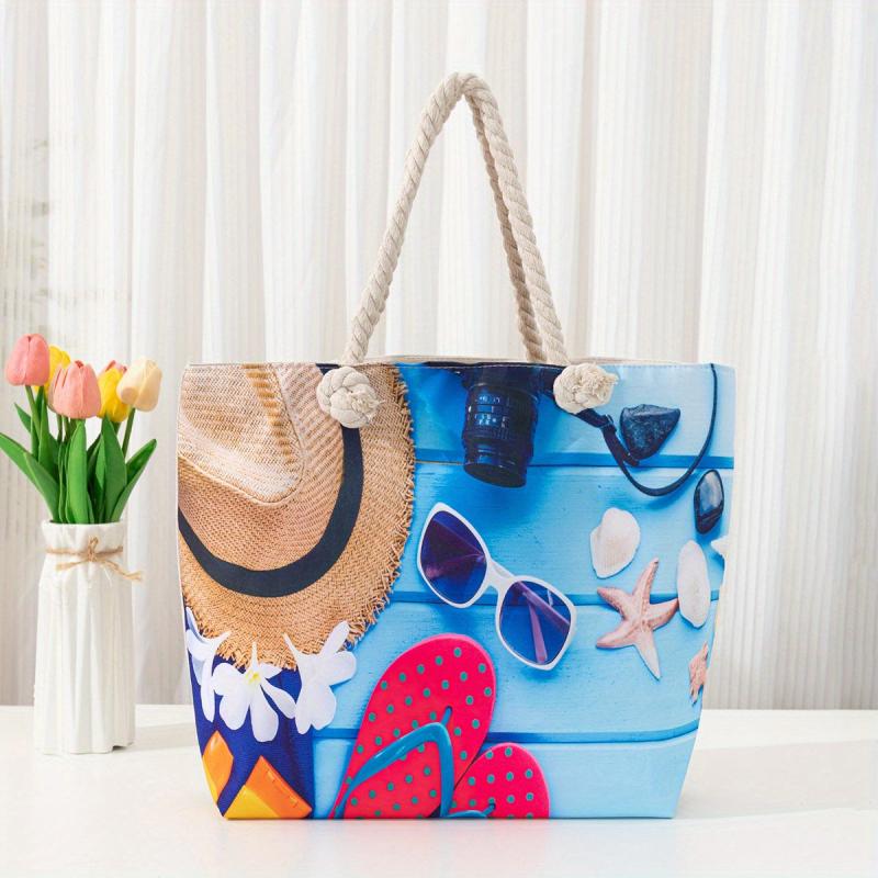 Beach Pattern Oversized Shoulder Bag Canvas Tote Bag
