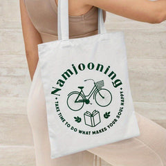 Pattern Canvas Shoulder Bag Light Tote Bag Multifunctional Shopping Bag