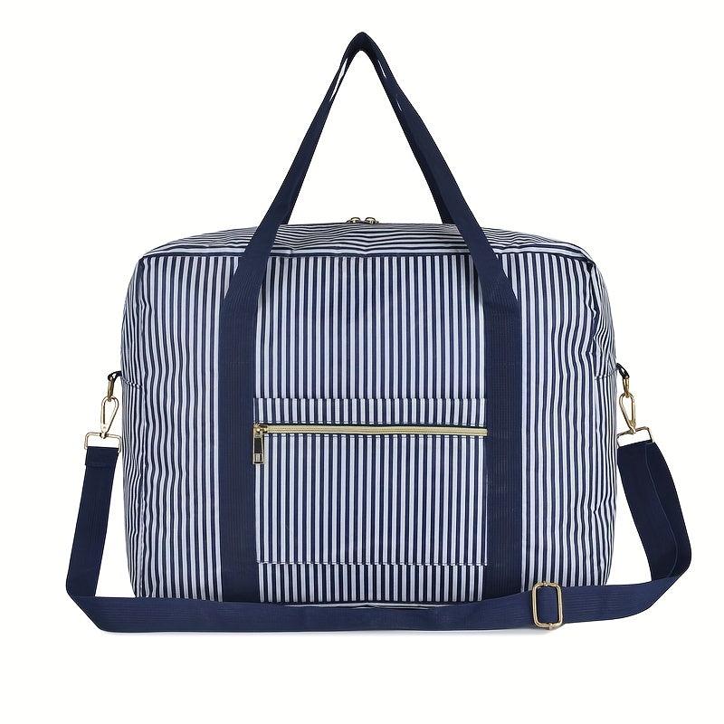 Striped Weekender Tote Bag Lightweight Luggage Gym Storage Bag