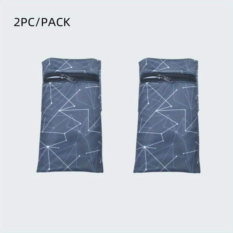 2 Pcs Classic Pattern Multifunctional Wrist Storage Bag Outdoor Zip Bag
