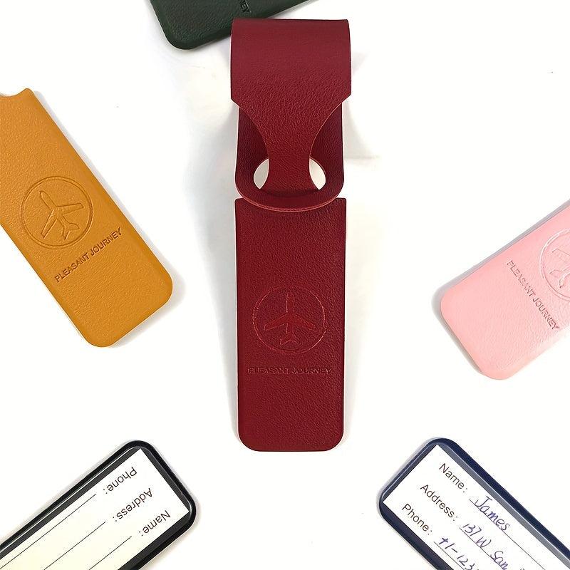 1pc Double sided PU Leather Luggage Tag Travel Essential Accessories
