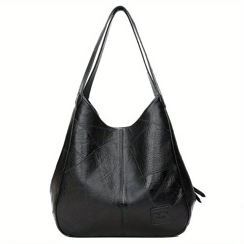 Large Capacity PU Leather Tote Bag Textured Shoulder Bag