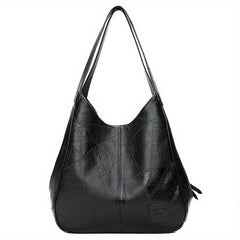 Large Capacity PU Leather Tote Bag Textured Shoulder Bag