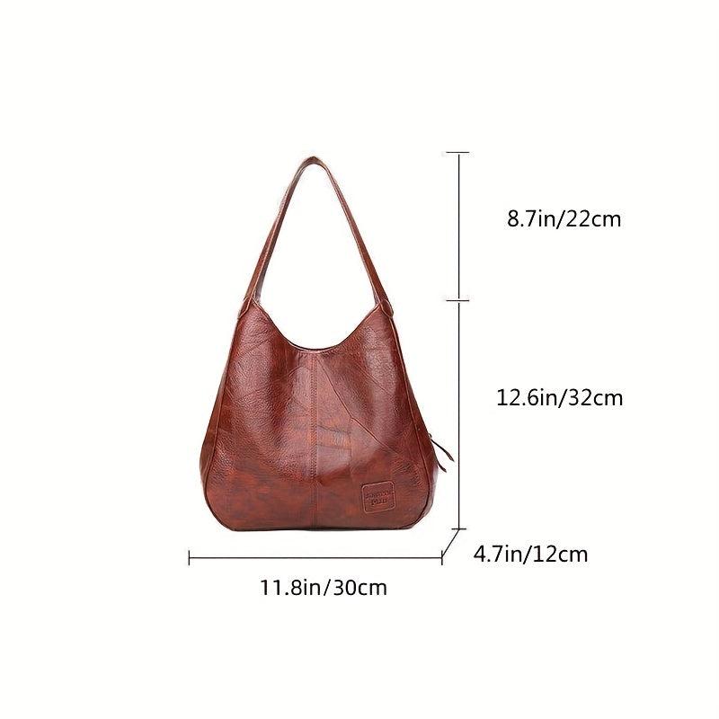 Large Capacity PU Leather Tote Bag Textured Shoulder Bag