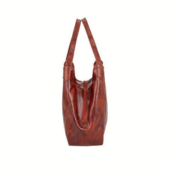 Large Capacity PU Leather Tote Bag Textured Shoulder Bag