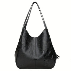 Large Capacity PU Leather Tote Bag Textured Shoulder Bag
