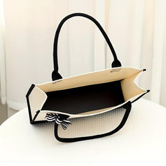 Letter Print Canvas Handbag Casual Tote Bag Large Capacity Square Bag