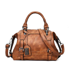 Retro Style Faux Leather Double Handle Crossbody Bag