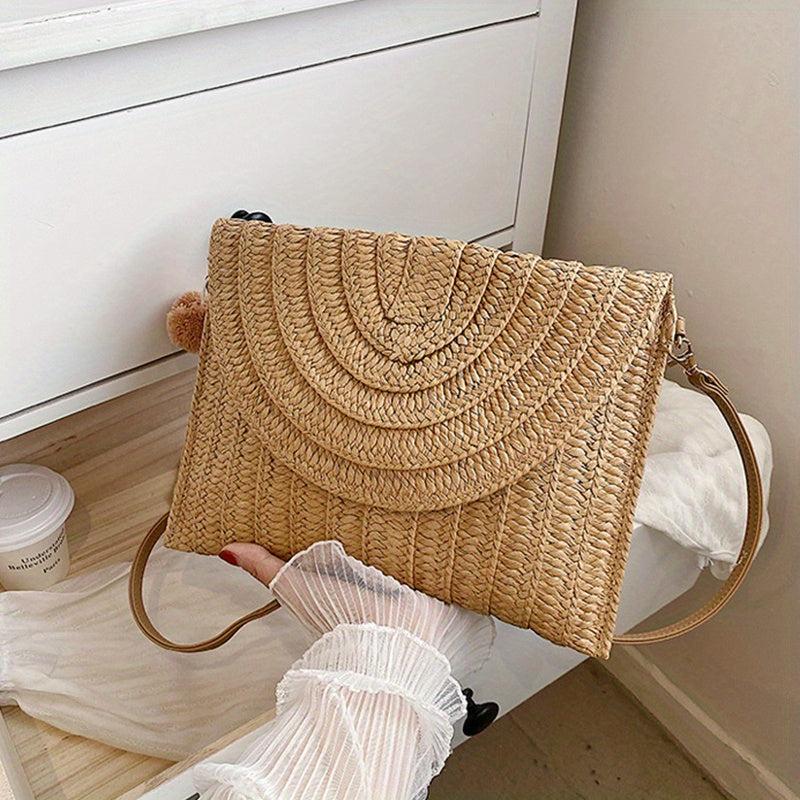 Minimalist Straw Clutch Bag All Match Classic Purse