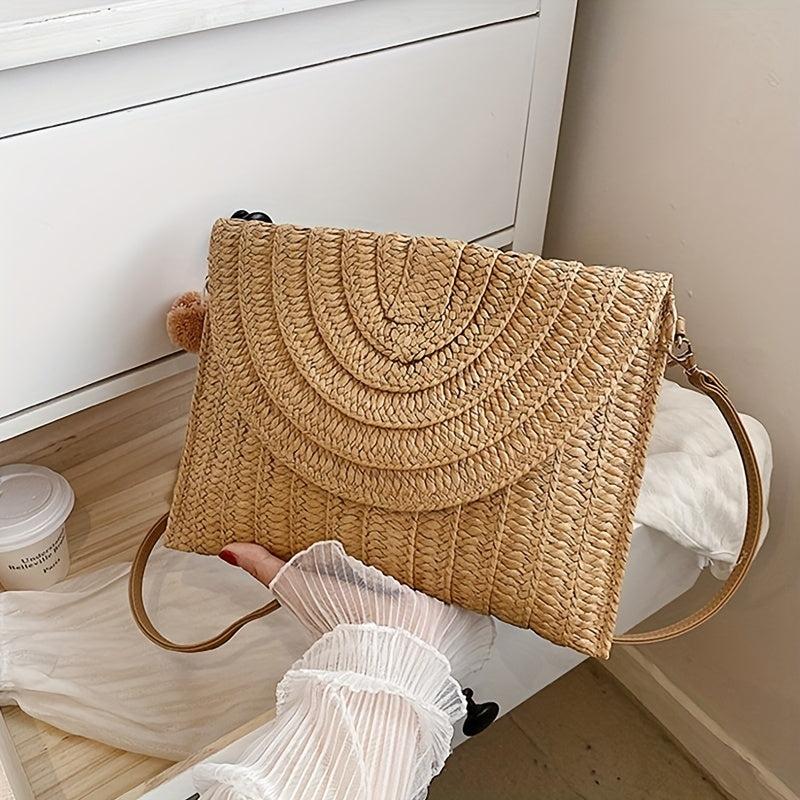Minimalist Straw Clutch Bag All Match Classic Purse