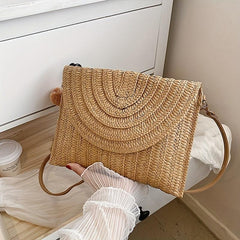 Minimalist Straw Clutch Bag All Match Classic Purse