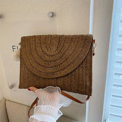 Minimalist Straw Clutch Bag All Match Classic Purse