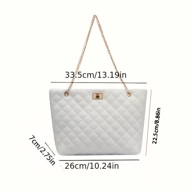 Quilted Chain Tote Bag PU Leather Handbag Women's Large Capacity Shoulder Bag