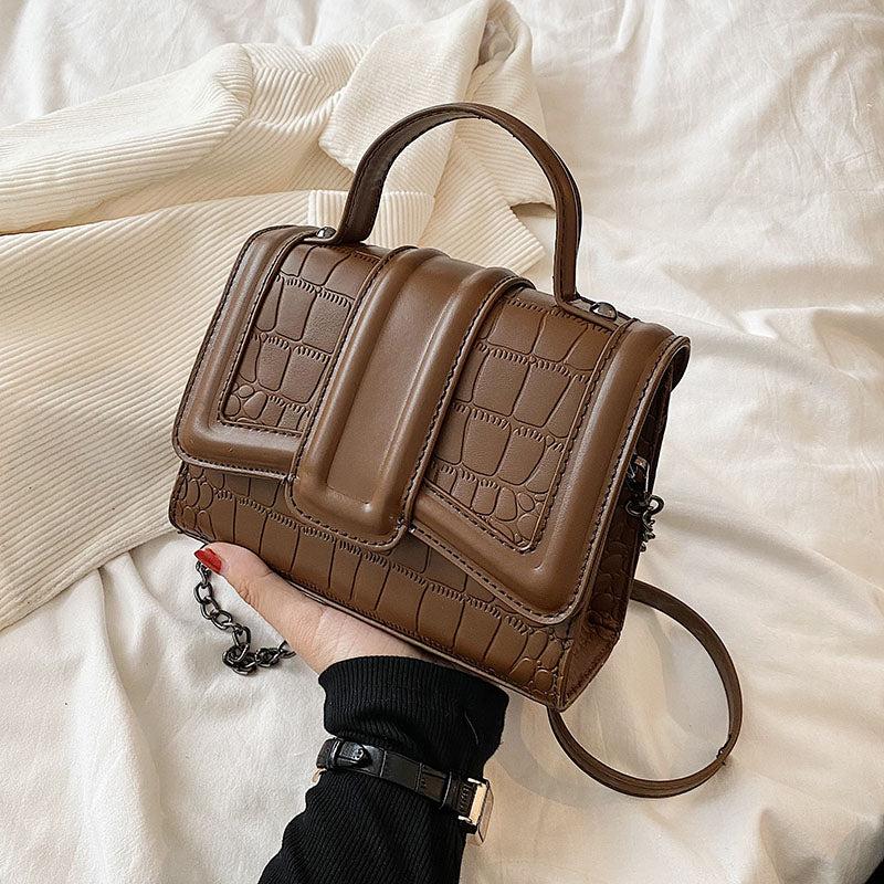 Crocodile Embossed PU Leather Shoulder Bag Flap Square Purse