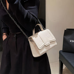 Crocodile Embossed PU Leather Shoulder Bag Flap Square Purse