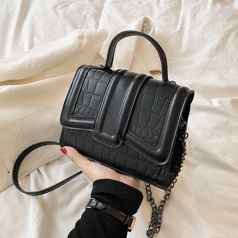 Crocodile Embossed PU Leather Shoulder Bag Flap Square Purse