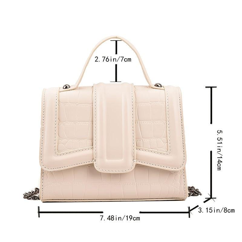 Crocodile Embossed PU Leather Shoulder Bag Flap Square Purse