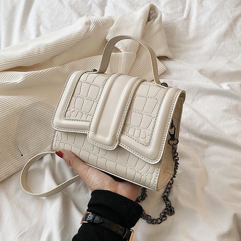 Crocodile Embossed PU Leather Shoulder Bag Flap Square Purse