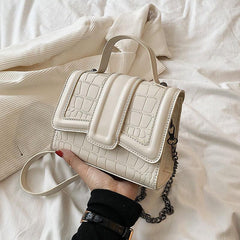 Crocodile Embossed PU Leather Shoulder Bag Flap Square Purse
