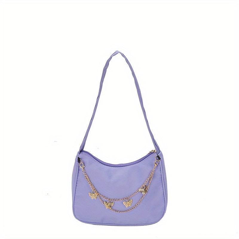 Y2K Shoulder Bag Solid Color Butterfly Chain Strap