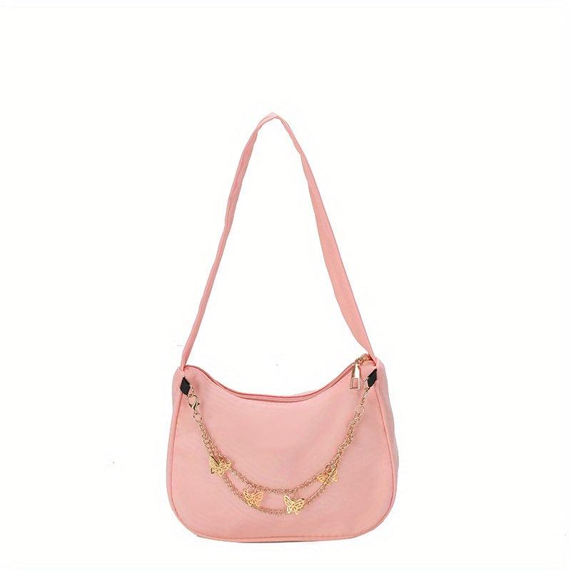 Y2K Shoulder Bag Solid Color Butterfly Chain Strap
