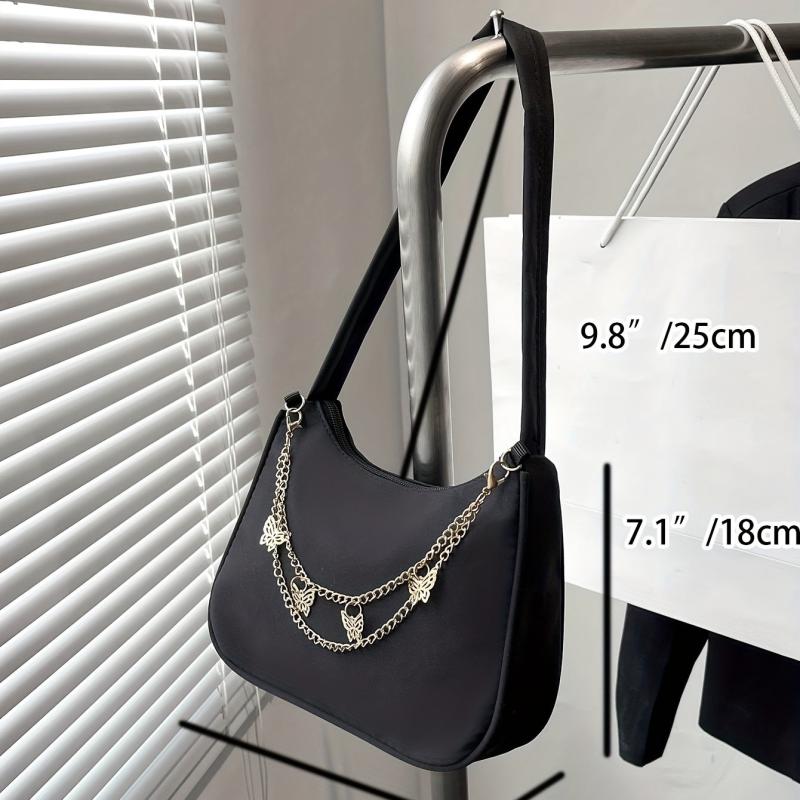 Y2K Shoulder Bag Solid Color Butterfly Chain Strap