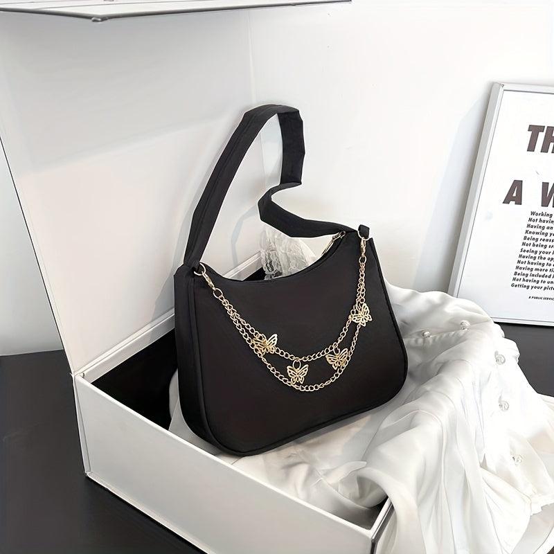 Y2K Shoulder Bag Solid Color Butterfly Chain Strap
