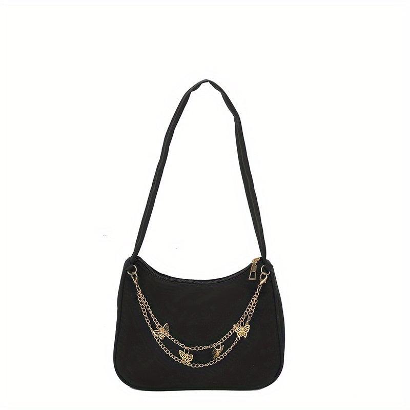 Y2K Shoulder Bag Solid Color Butterfly Chain Strap