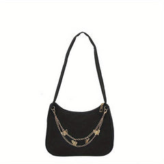 Y2K Shoulder Bag Solid Color Butterfly Chain Strap