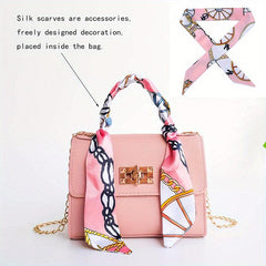 Mini Solid Silk Scarf Crossbody Bag Women's Versatile Purse & Pouch