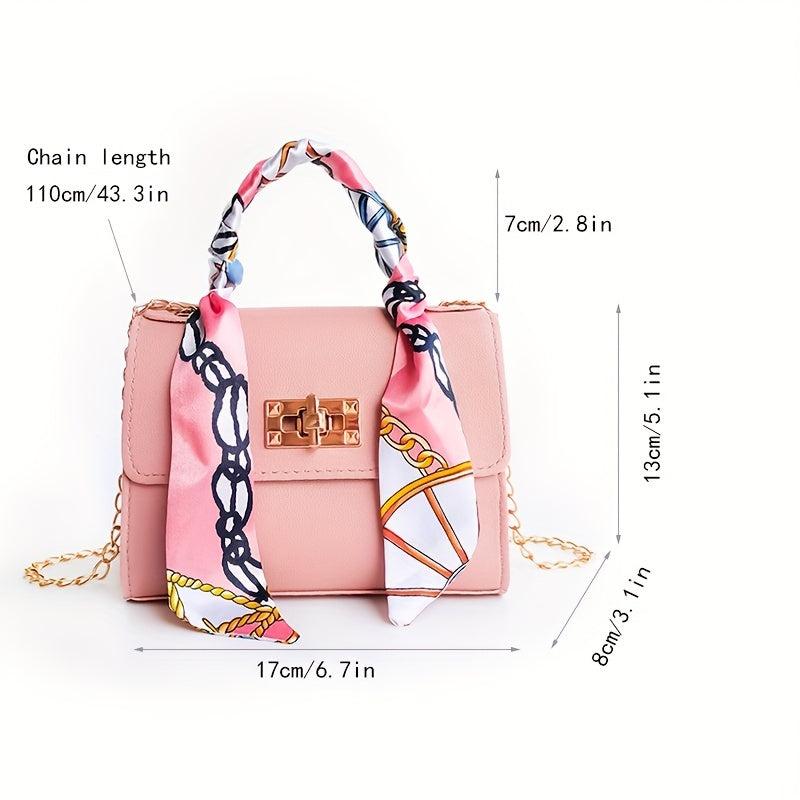 Mini Solid Silk Scarf Crossbody Bag Women's Versatile Purse & Pouch