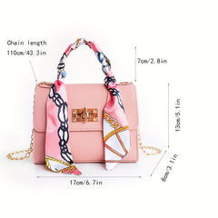 Mini Solid Silk Scarf Crossbody Bag Women's Versatile Purse & Pouch