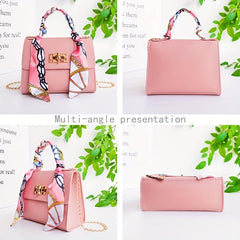 Mini Solid Silk Scarf Crossbody Bag Women's Versatile Purse & Pouch