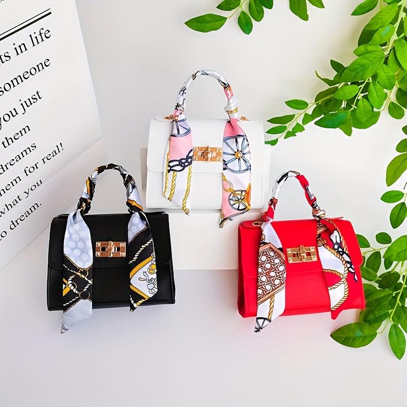 Mini Solid Silk Scarf Crossbody Bag Women's Versatile Purse & Pouch