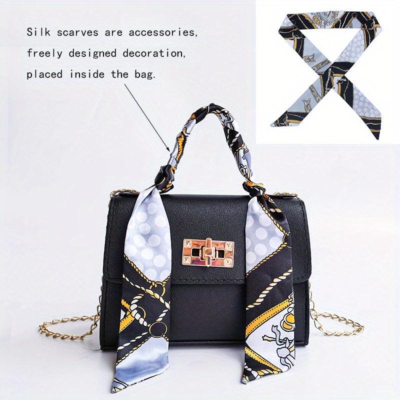 Mini Solid Silk Scarf Crossbody Bag Women's Versatile Purse & Pouch