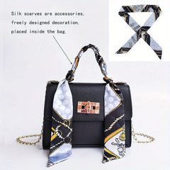 Mini Solid Silk Scarf Crossbody Bag Women's Versatile Purse & Pouch