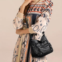 Soft Leather Double Layer Crossbody Bag