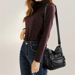 Soft Leather Double Layer Crossbody Bag