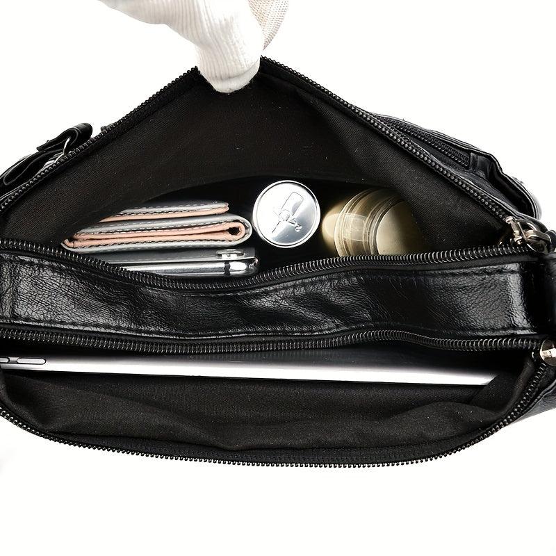 Soft Leather Double Layer Crossbody Bag