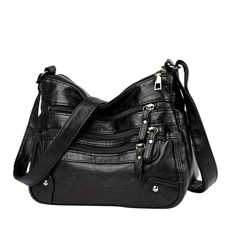 Soft Leather Double Layer Crossbody Bag