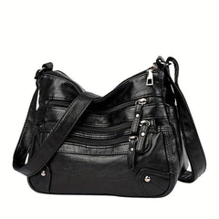 Soft Leather Double Layer Crossbody Bag
